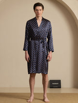 [Navy Chain] SilkSilky-AU Long Sleeve Mens Robe 003