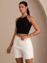 [Black] SilkSilky-AU Sleeveless Crew Neck Camisole 005