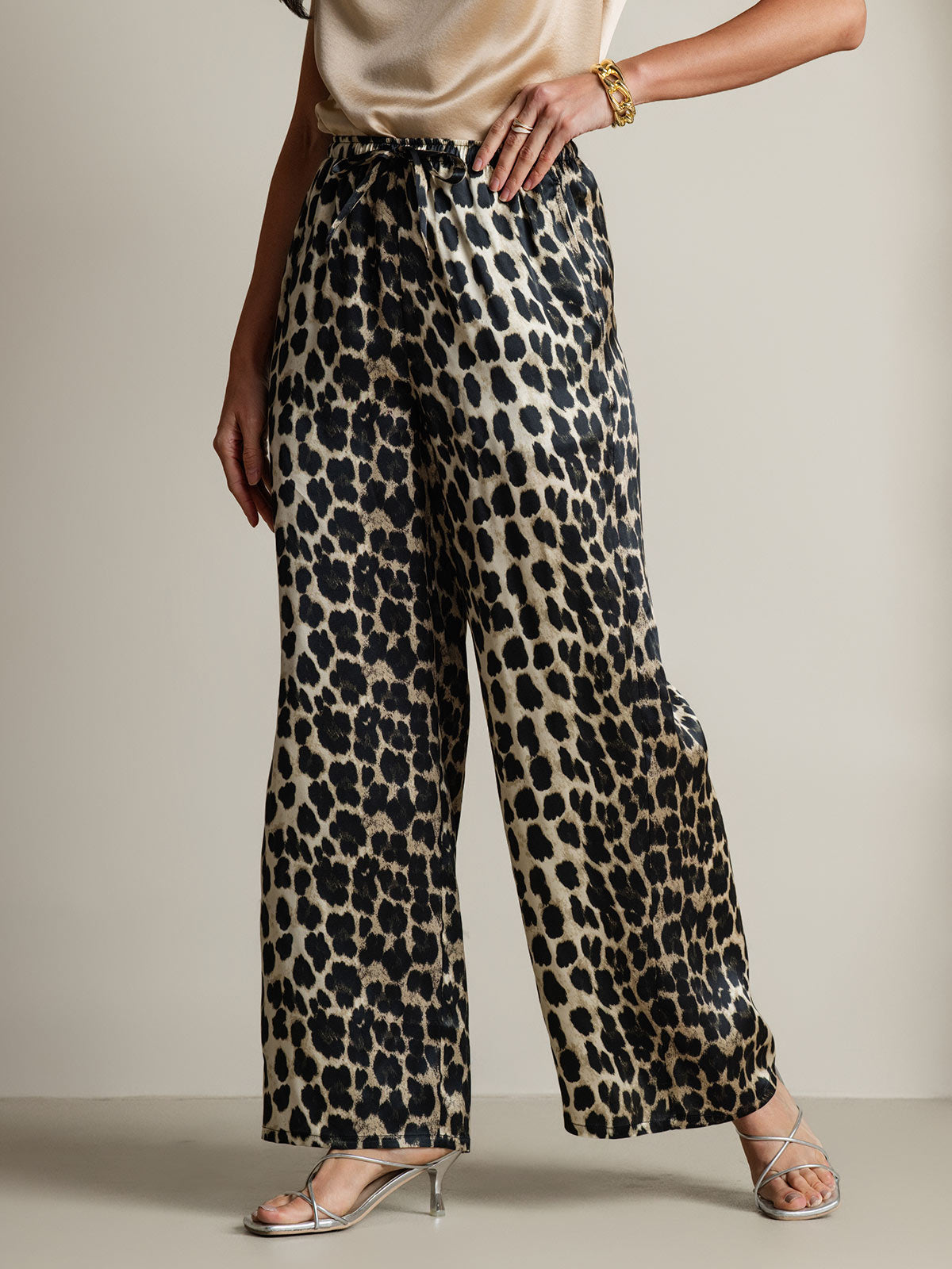 SilkSilky-AU Pure Silk Womens Pants Leopard 005