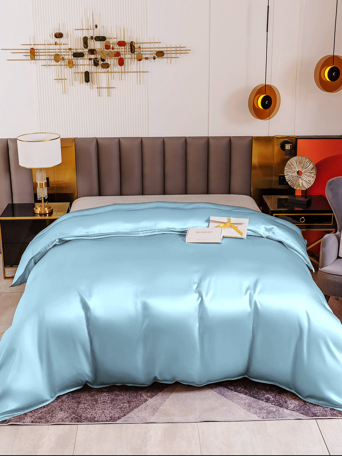 SilkSilky AU 19Momme Pure Silk Duvet Cover LightBlue 003