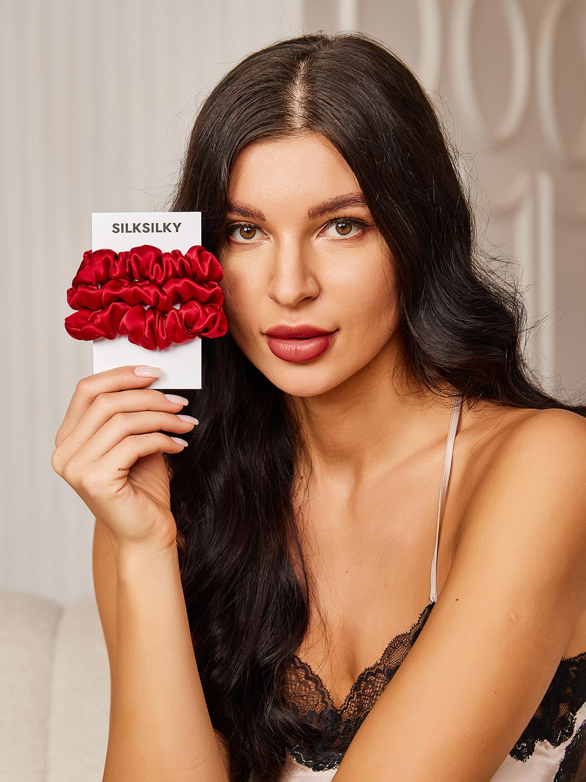 [Red] SilkSilky-AU 19Momme Pure Silk Scrunchie 001