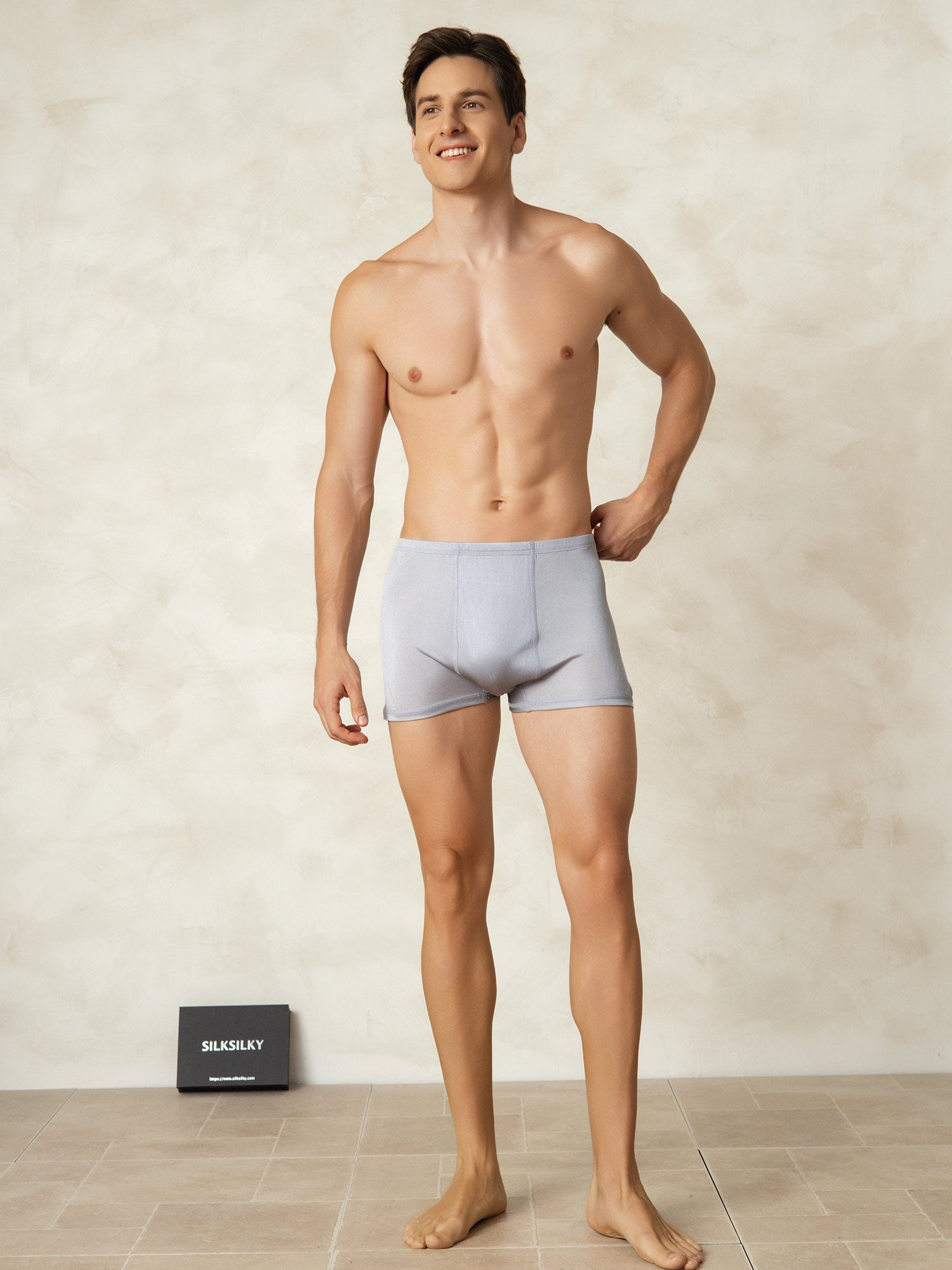 [Gray] SilkSilky-AU Silk Knitted Mens Underwear 004
