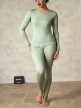 [Green] SilkSilky-AU Long Sleeve Round Neck Women's Long Johns 004