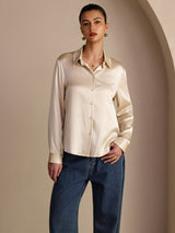 [Brown Rice] SilkSilky-AU Long Sleeve Lapel Collar Women's Shirt 004