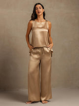 [Champagne] SilkSilky-AU Sleeveless Scoop Neck Women's Pyjamas 008