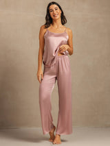[Peach Skin] SilkSilky-AU 19Momme Machine-Washable Silk Spaghetti Strap Scoop Neck Camisole Set 006