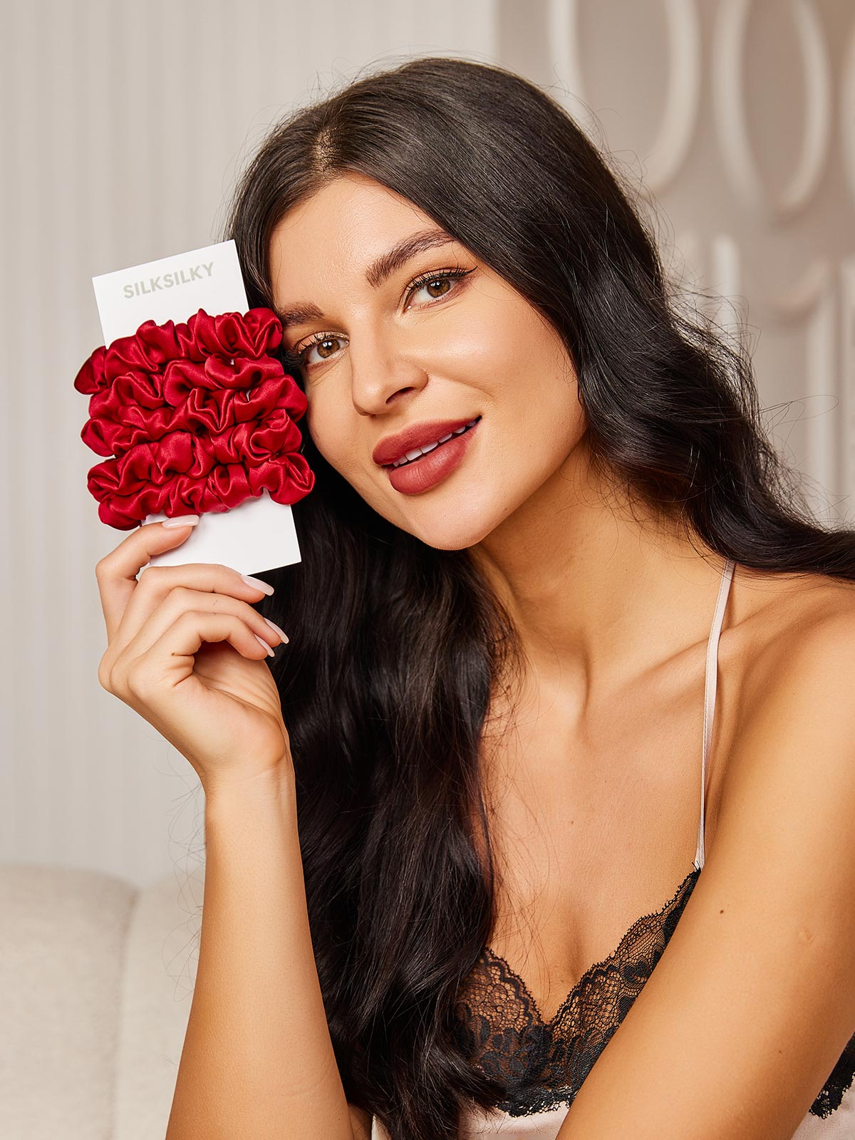 [Red] SilkSilky-AU 19Momme Pure Silk Scrunchie 002