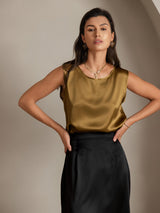 [Brown] SilkSilky-AU Sleeveless Round Neck Camisole 004