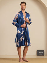 [Dark Blue] SilkSilky-AU 19Momme Long Sleeve Mens Pajamas 004