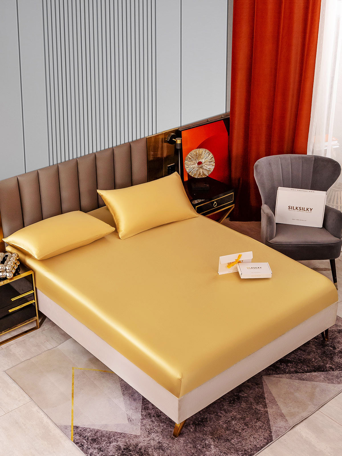 [Champagne] SilkSilky-AU 22Momme Bedding Set 002