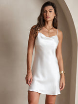 [White] SilkSilky-AU Sleeveless Cowl Neck Dress 003