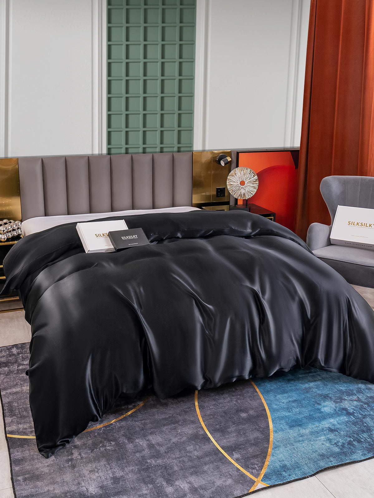 [Black] SilkSilky-AU 25Momme Pure Silk Duvet Cover 004