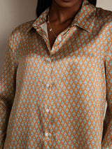 [Floral] SilkSilky-AU Long Sleeve Lapel Collar Women's Shirt 009
