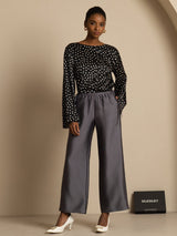 [Polka Dot] SilkSilky-AU 19Momme Silk Long Sleeve Round Neck Blouse 008