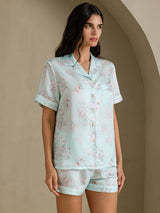 [Sky Floral] SilkSilky-AU Short Sleeve Notch Collar Women's Pyjamas 003