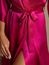 [Rose Red] SilkSilky-AU 3/4 Sleeve Women's Dressing Gown 007