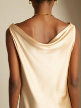 [Champagne] SilkSilky-AU Sleeveless Cowl Neck Dress 004