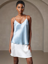 [Grayish Blue] SilkSilky-AU Spaghetti Strap V Neck Camisole 006