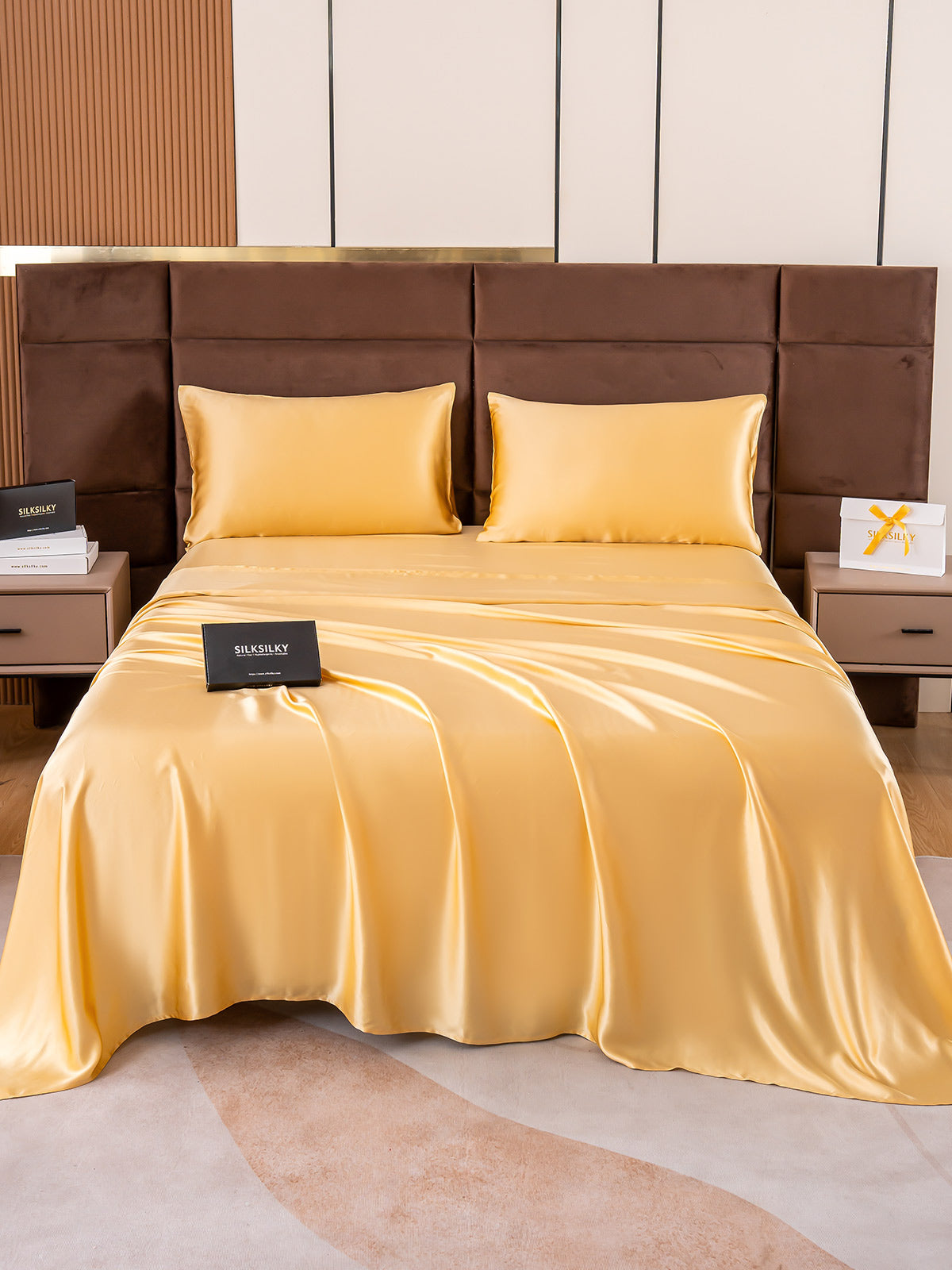 [Champagne] SilkSilky-AU 19Momme Pure Silk Bedding Set 002