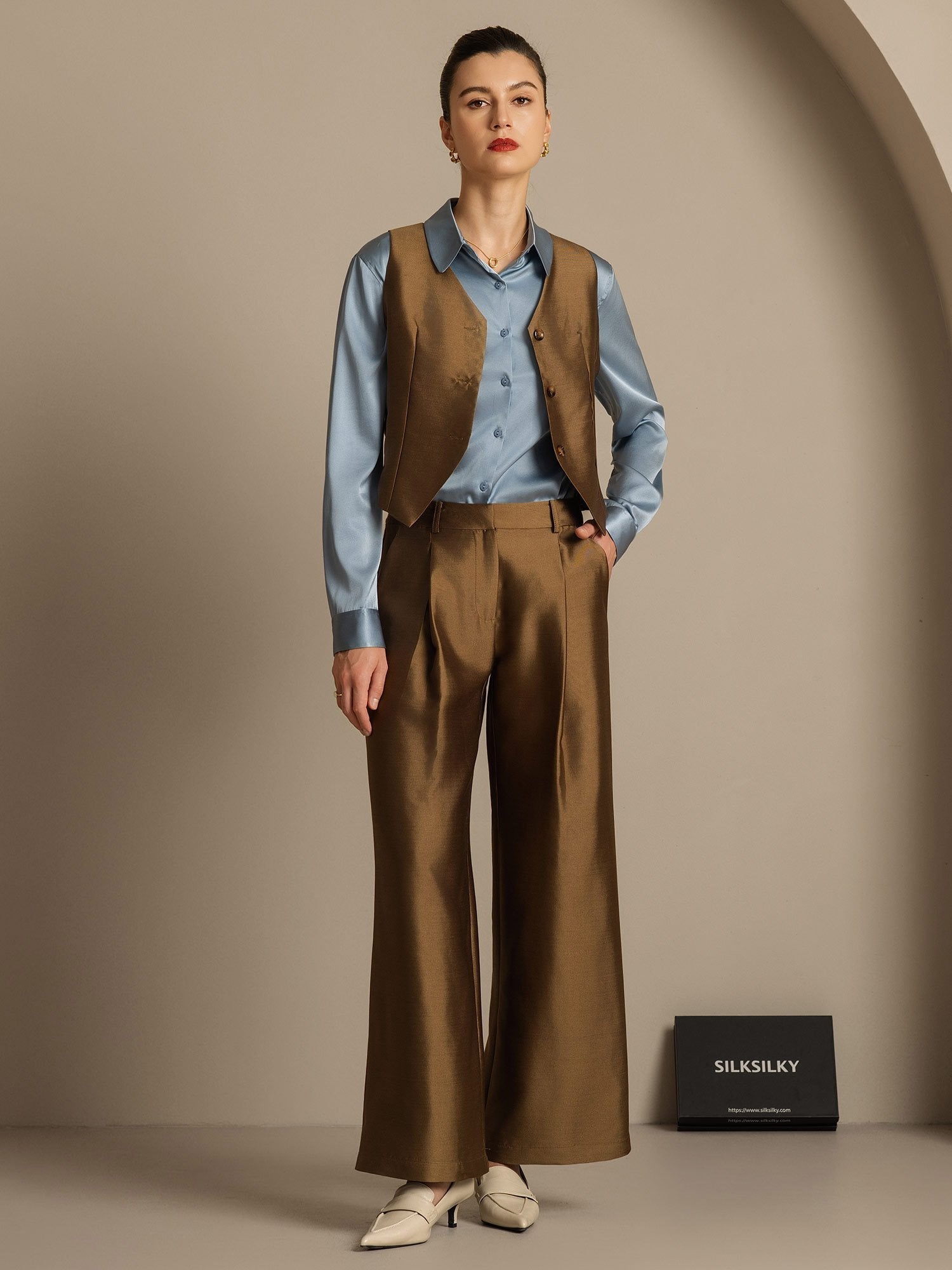 [Bronze] SilkSilky-AU 32Momme Wool Womens Pants 008,