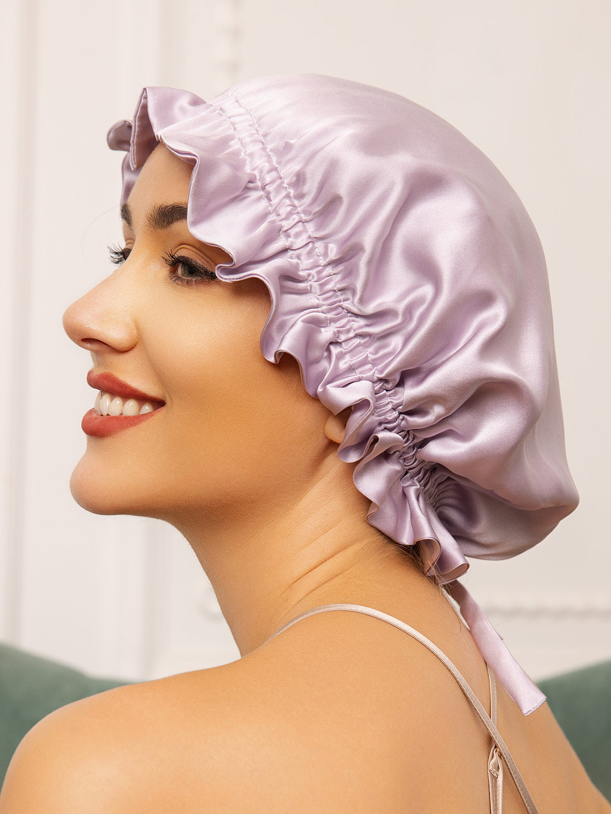 SilkSilky-AU Pure Silk Sleep Cap Lavender 001