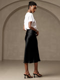 SilkSilky-AU 19Momme Pure Silk Skirt Black 002