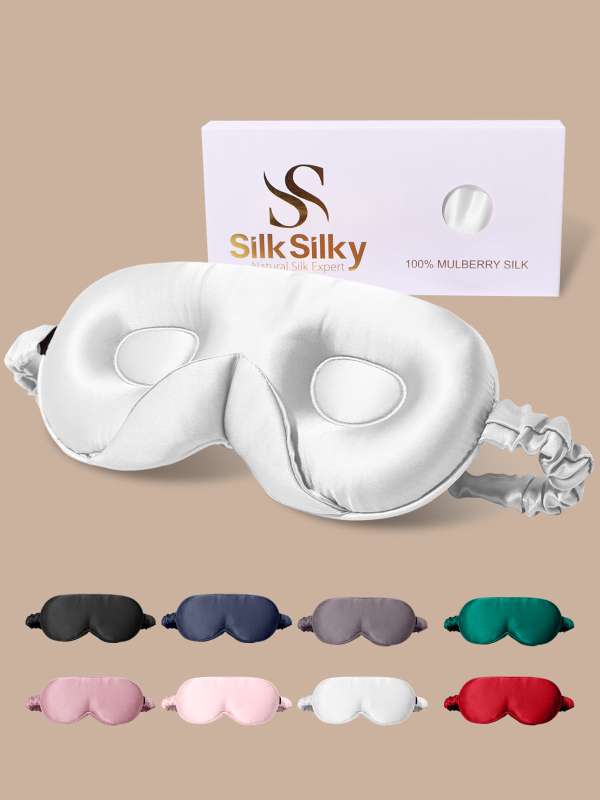 [Light Gray] SilkSilky-AU Pure Silk Eye Mask 001