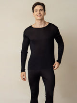 [Black] SilkSilky-AU Silk Jersey Long Sleeve Round Neck Men's Long Johns 004
