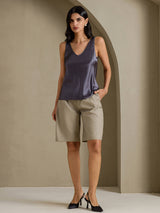 [Dark Gray] SilkSilky-AU Sleeveless V Neck Camisole 007