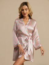 [Pink Heart Geo] SilkSilky-AU Long Sleeve Women's Dressing Gown 005