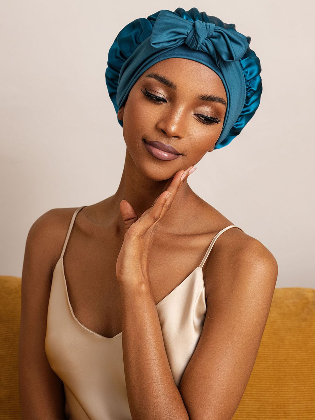 SilkSilky-AU Pure Silk Sleep Cap Teal 005