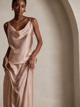 [Tuscany] SilkSilky-AU Spaghetti Strap Cowl Neck Camisole 003