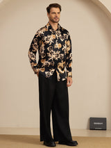 [Black Dragon] SilkSilky-AU Long Sleeve Lapel Collar Men's Shirt 008