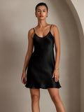 SilkSilky AU Pure Silk Sleeveless V Neck Dress Black 005