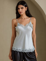 [Grayish Blue] SilkSilky-AU Spaghetti Strap V Neck Camisole 001