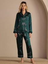 [Emerald Zebra] SilkSilky-AU Long Sleeve Lapel Collar Women's Pyjamas 001