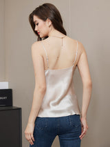 [Beige] SilkSilky-AU Spaghetti Strap V Neck Camisole 002