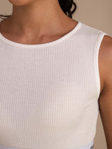 [White] SilkSilky-AU Sleeveless Crew Neck Women's Outfit Sets 004