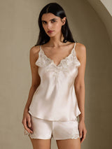 [Beige] SilkSilky-AU Sleeveless V Neck Camisole Set 001