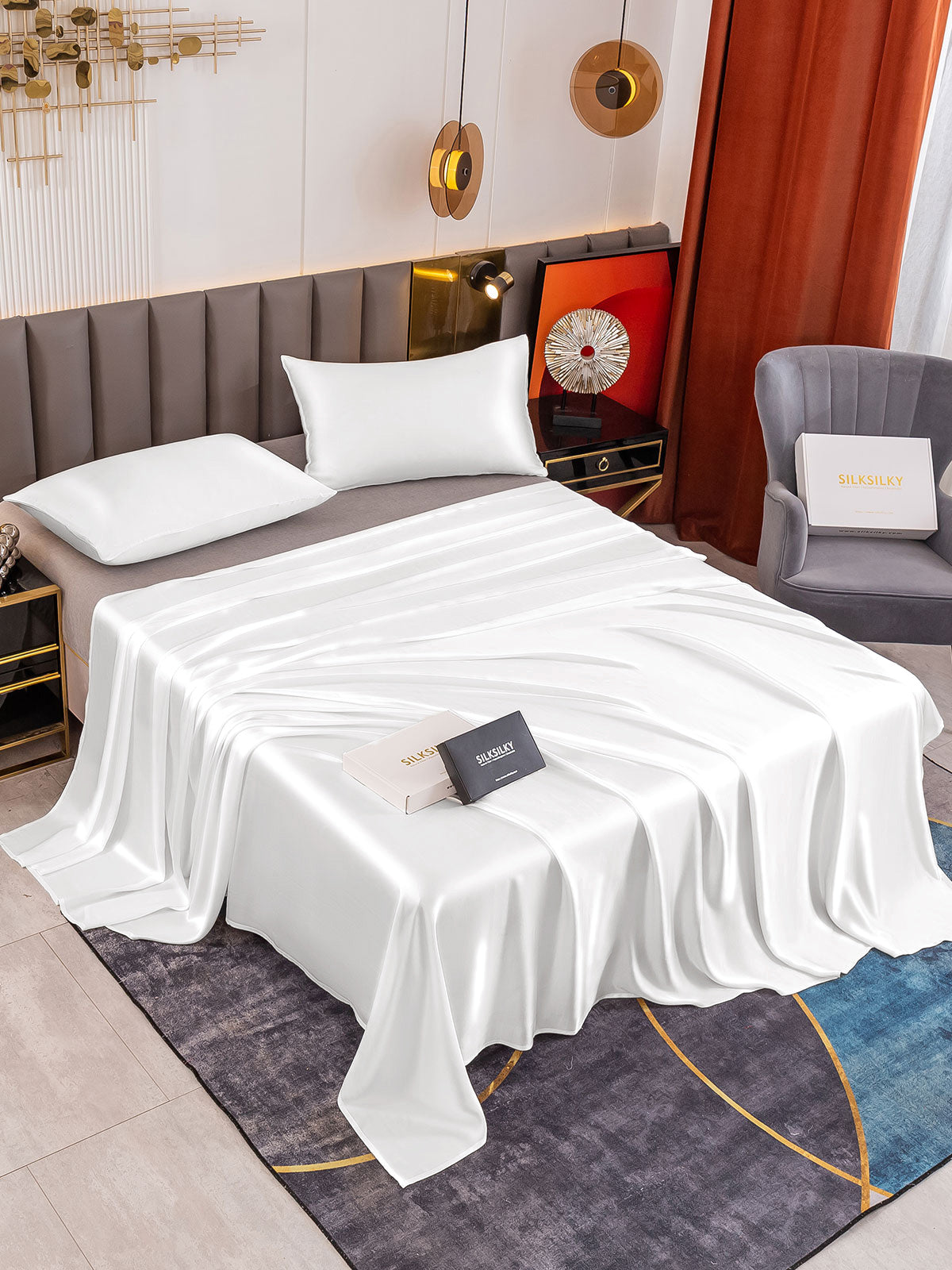 SilkSilky AU 19Momme Pure Silk Bedding Set White 001