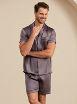 [Purple Gray] SilkSilky-AU Short Sleeve Notch Collar Men's Pyjamas 005