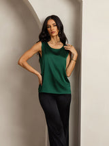 [Dark Green] SilkSilky-AU Sleeveless Round Neck Camisole 007