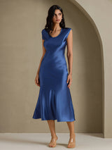 [Real Teal] SilkSilky-AU Cap Sleeve Dress 006