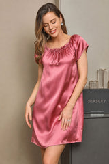 [Pale Mauve] SilkSilky-AU Cap Sleeve Square Neck Nightgown 005