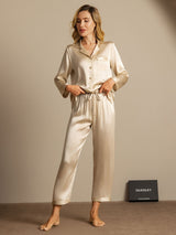 [Champagne] SilkSilky-AU Long Sleeve Lapel Collar Women's Pyjamas 003