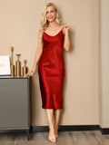 SilkSilky AU 22Momme Pure Silk Sleeveless Boat Neck Nightgown Red 003