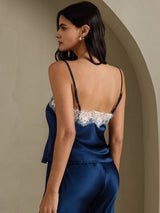 [Dark Blue] SilkSilky-AU Spaghetti Strap V Neck Camisole 002