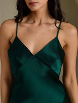 [Green] SilkSilky-AU Sleeveless V Neck Dress 004