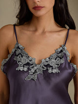 [Purple Gray] SilkSilky-AU Sleeveless V Neck Camisole Set 004