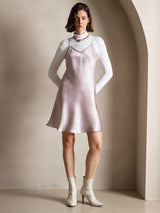 [Lavender] SilkSilky-AU Spaghetti Strap V Neck Dress 005